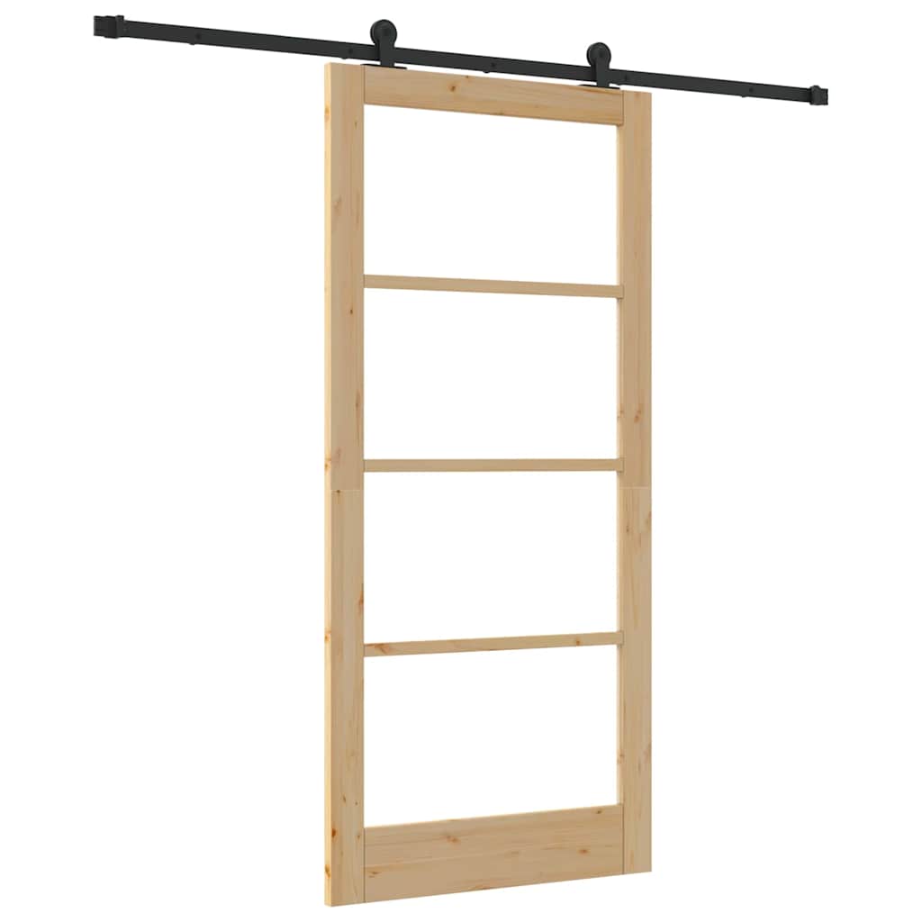 Schiebetür ORKDAL Natur 93 x 202 cm Solid Pine Wood and Glass