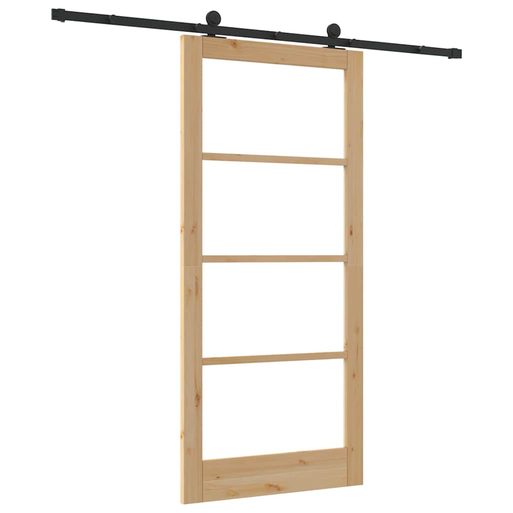 Schiebetür ORKDAL Natur 93 x 202 cm Solid Pine Wood and Glass