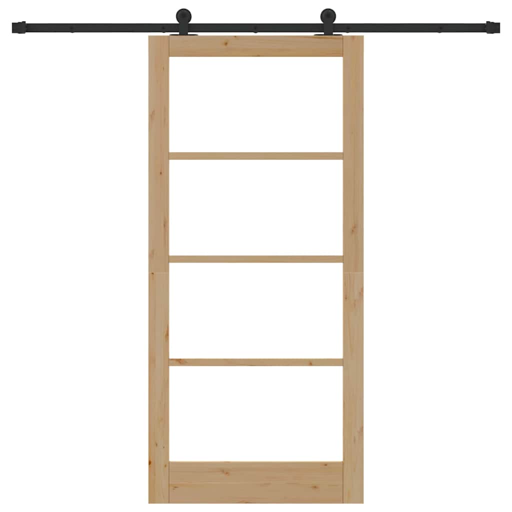 Schiebetür ORKDAL Natur 93 x 202 cm Solid Pine Wood and Glass