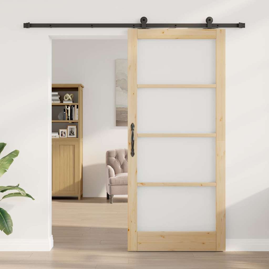 Schiebetür ORKDAL Natur 93 x 211 cm Solid Pine Wood and Glass