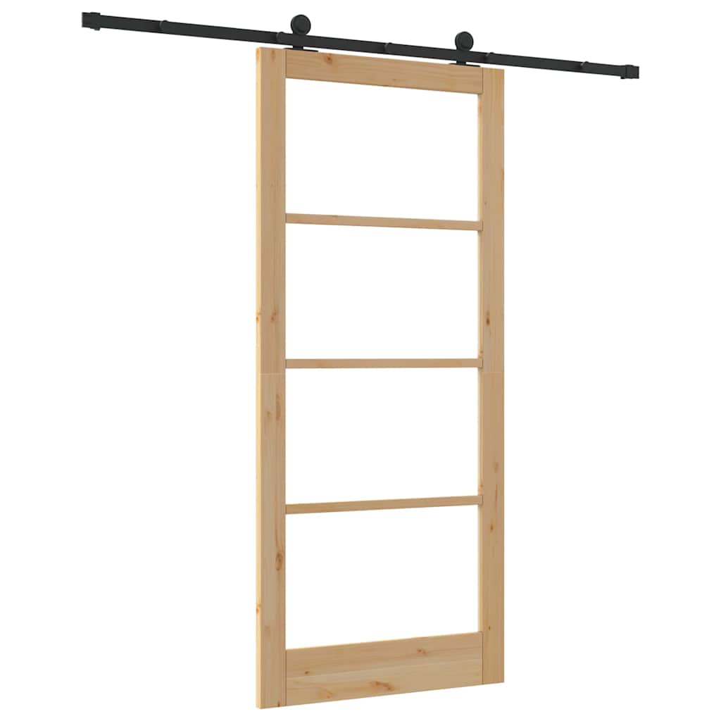 Schiebetür ORKDAL Natur 93 x 211 cm Solid Pine Wood and Glass