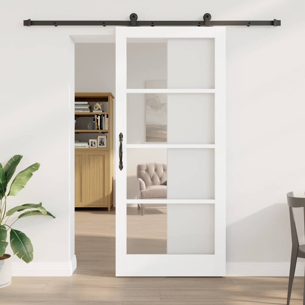 Schiebetür ORKDAL Weiß 93 x 211 cm Solid Pine Wood and Glass