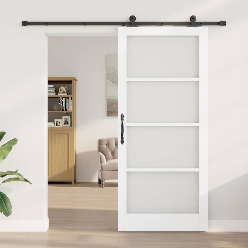 Schiebetür ORKDAL Weiß 93 x 211 cm Solid Pine Wood and Glass