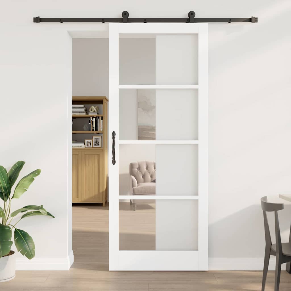 Schiebetür ORKDAL Weiß 93 x 232 cm Solid Pine Wood and Glass