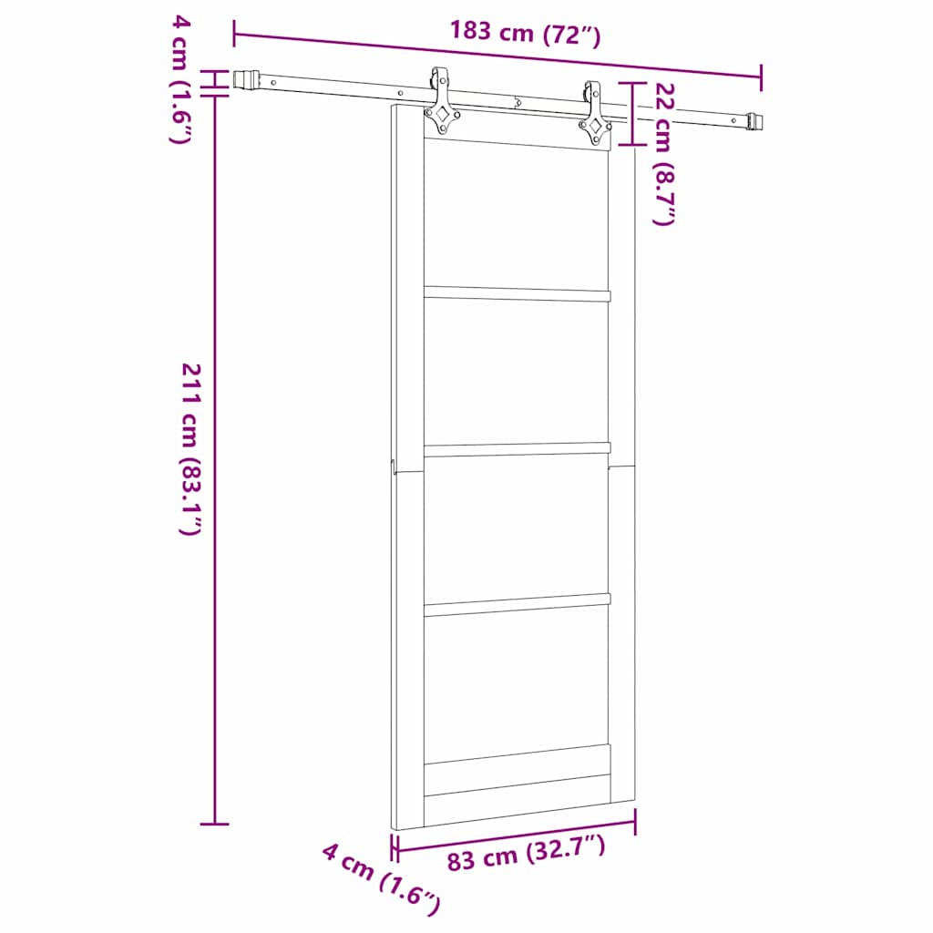 Schiebetür ORKDAL Weiß und Schwarz 83 x 211 cm