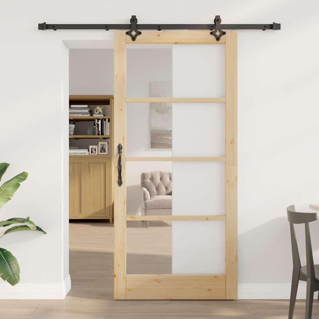 Schiebetür ORKDAL Natürlich und Schwarz 93 x 202 cm