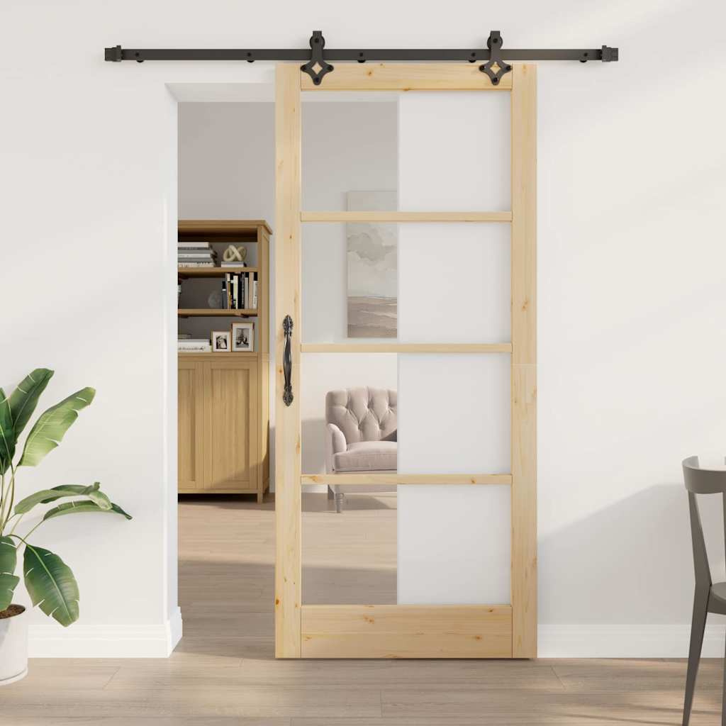 Schiebetür ORKDAL Natürlich und Schwarz 93 x 211 cm