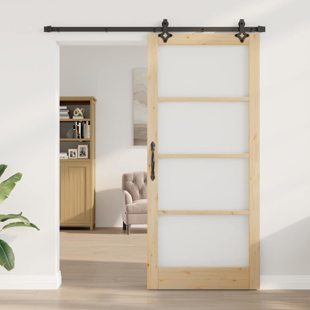 Schiebetür ORKDAL Natürlich und Schwarz 93 x 211 cm