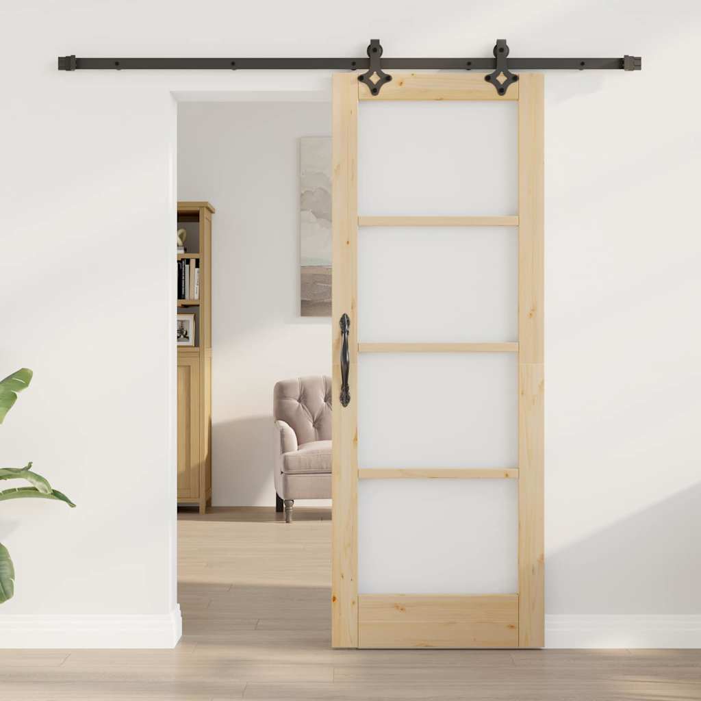 Schiebetür ORKDAL Natürlich und Schwarz 73,5 x 198,5 cm