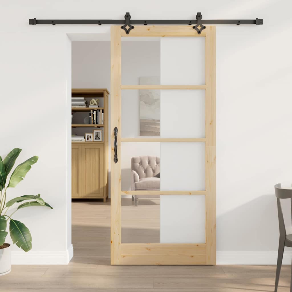 Schiebetür ORKDAL Natürlich und Schwarz 93 x 211 cm