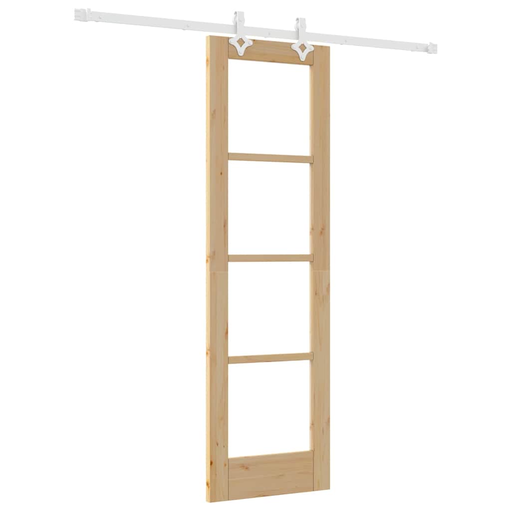 Schiebetür Natur 61 x 198,5 cm Solid Pine Wood and Glass