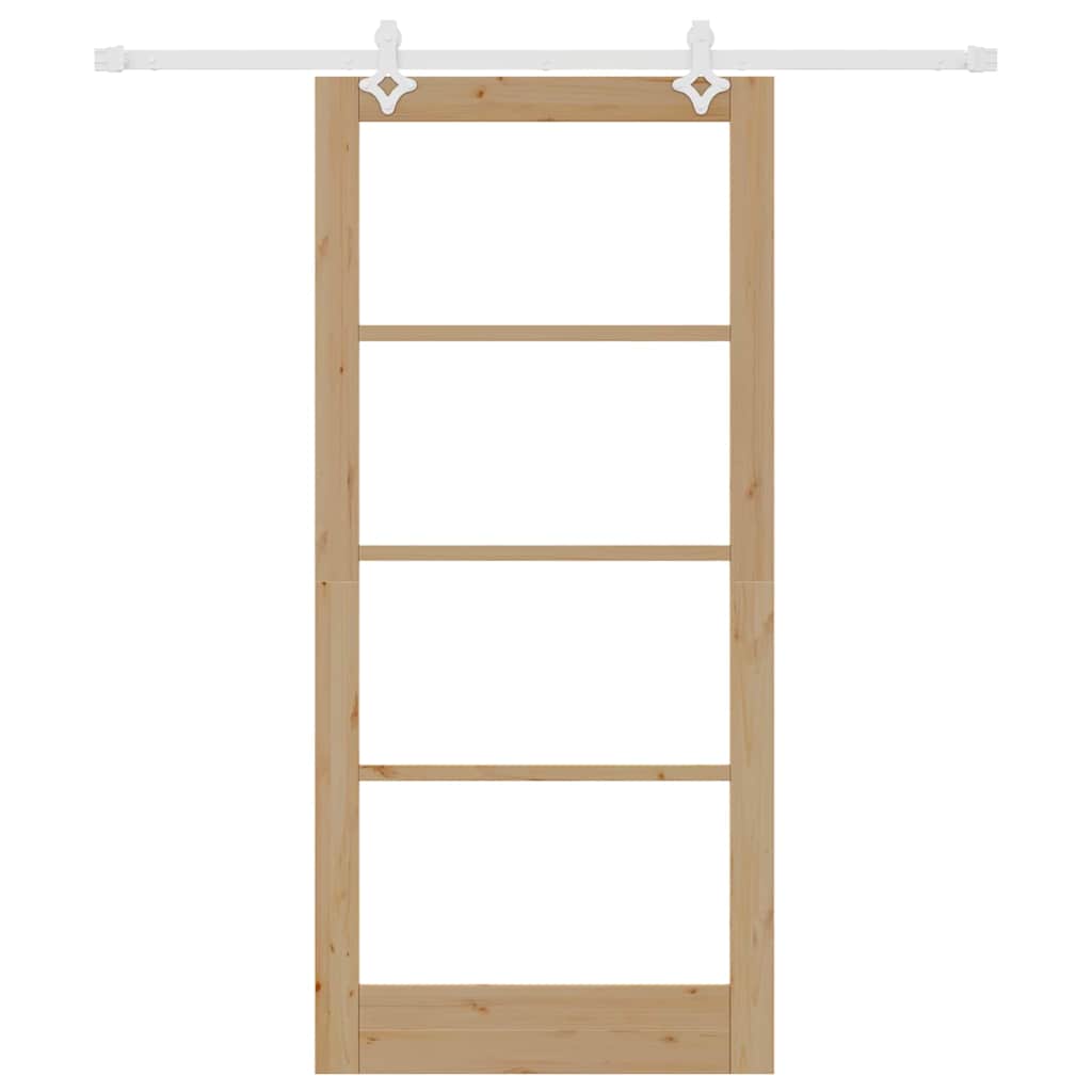 Schiebetür Natur 93 x 202 cm Solid Pine Wood and Glass