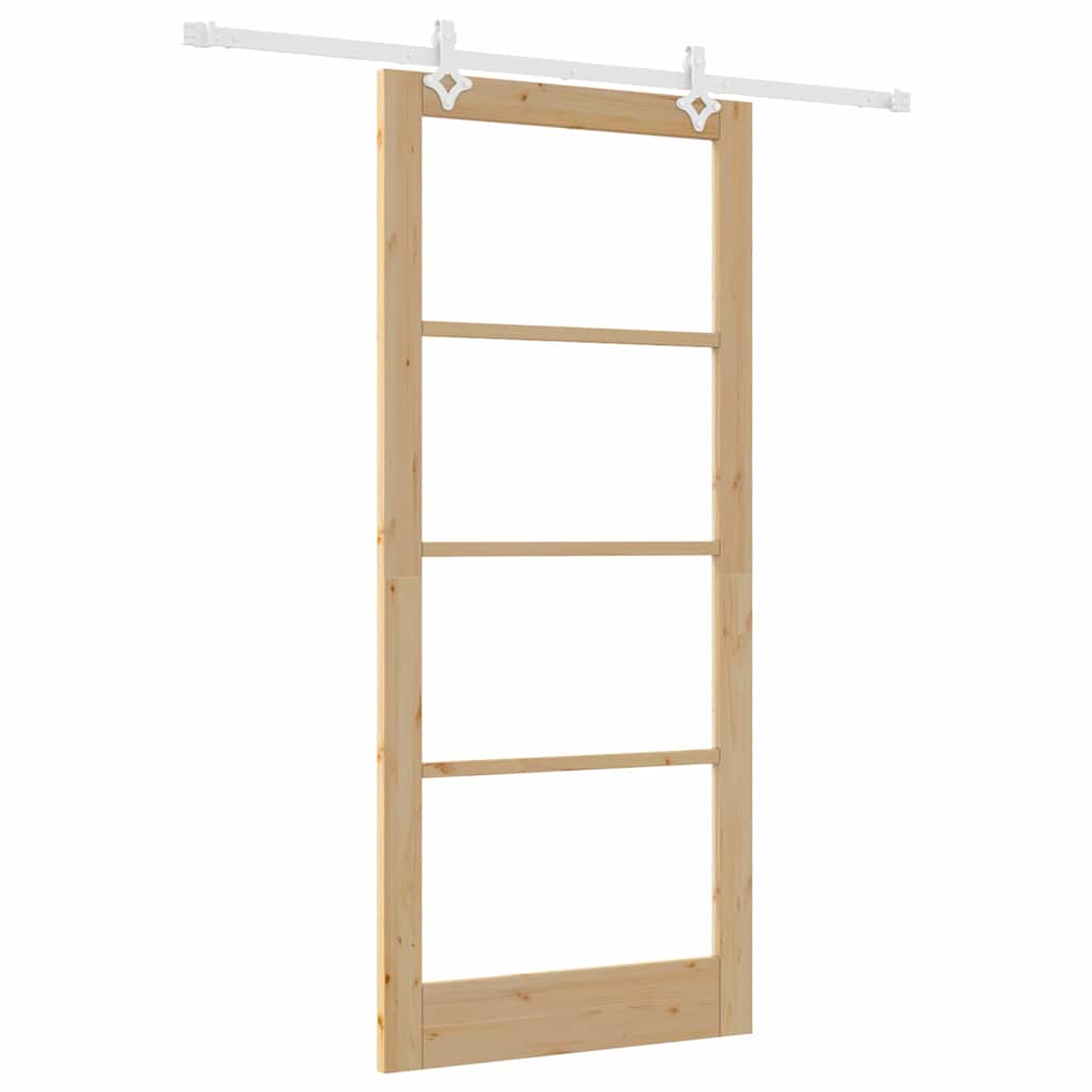 Schiebetür Natur 93 x 211 cm Solid Pine Wood and Glass