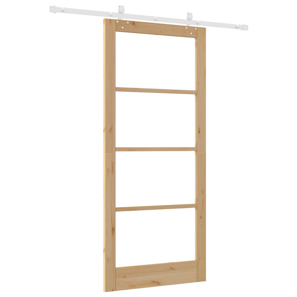 Schiebetür Natur 93 x 211 cm Solid Pine Wood and Glass