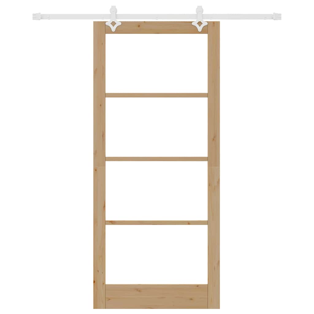 Schiebetür Natur 93 x 211 cm Solid Pine Wood and Glass