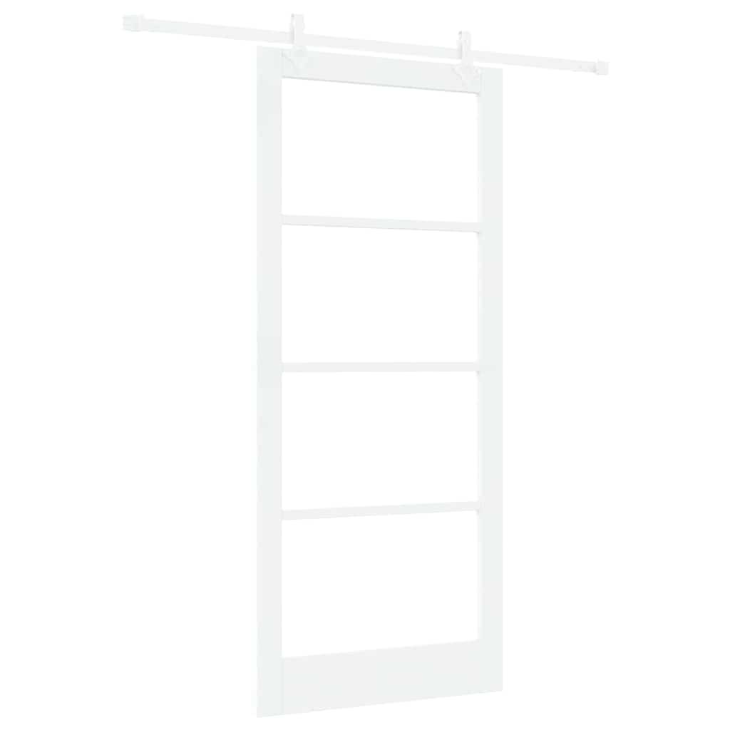 Schiebetür Weiß 93 x 211 cm Solid Pine Wood and Glass