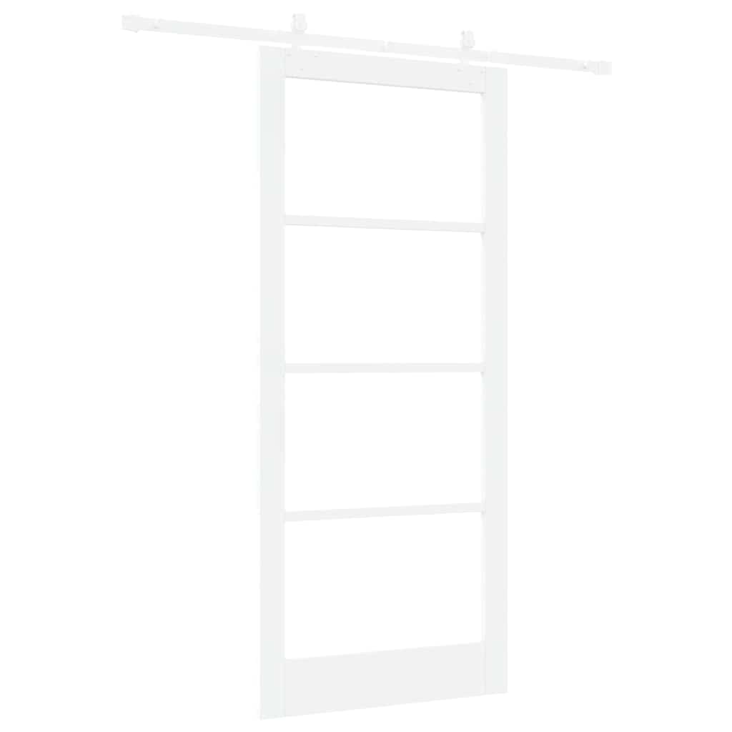 Schiebetür Weiß 93 x 211 cm Solid Pine Wood and Glass
