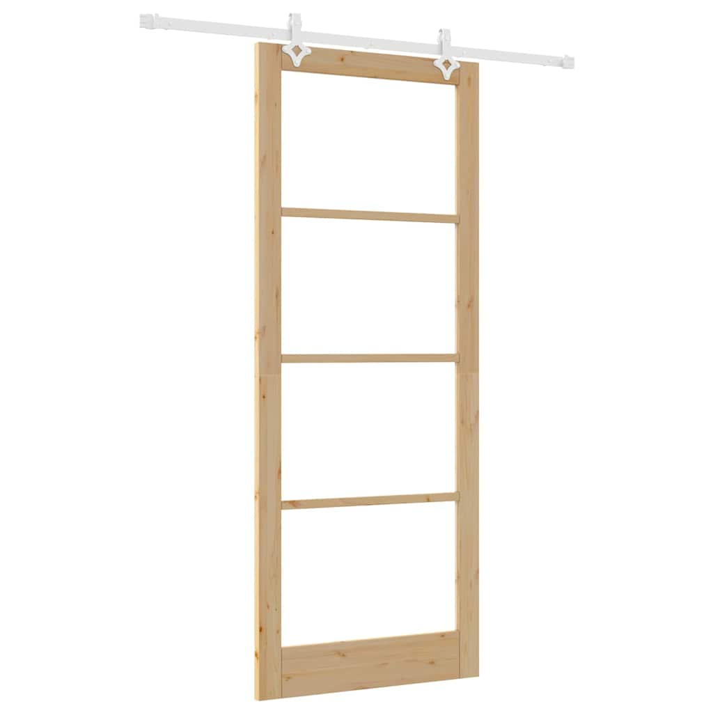 Schiebetür Natur 93 x 232 cm Solid Pine Wood and Glass