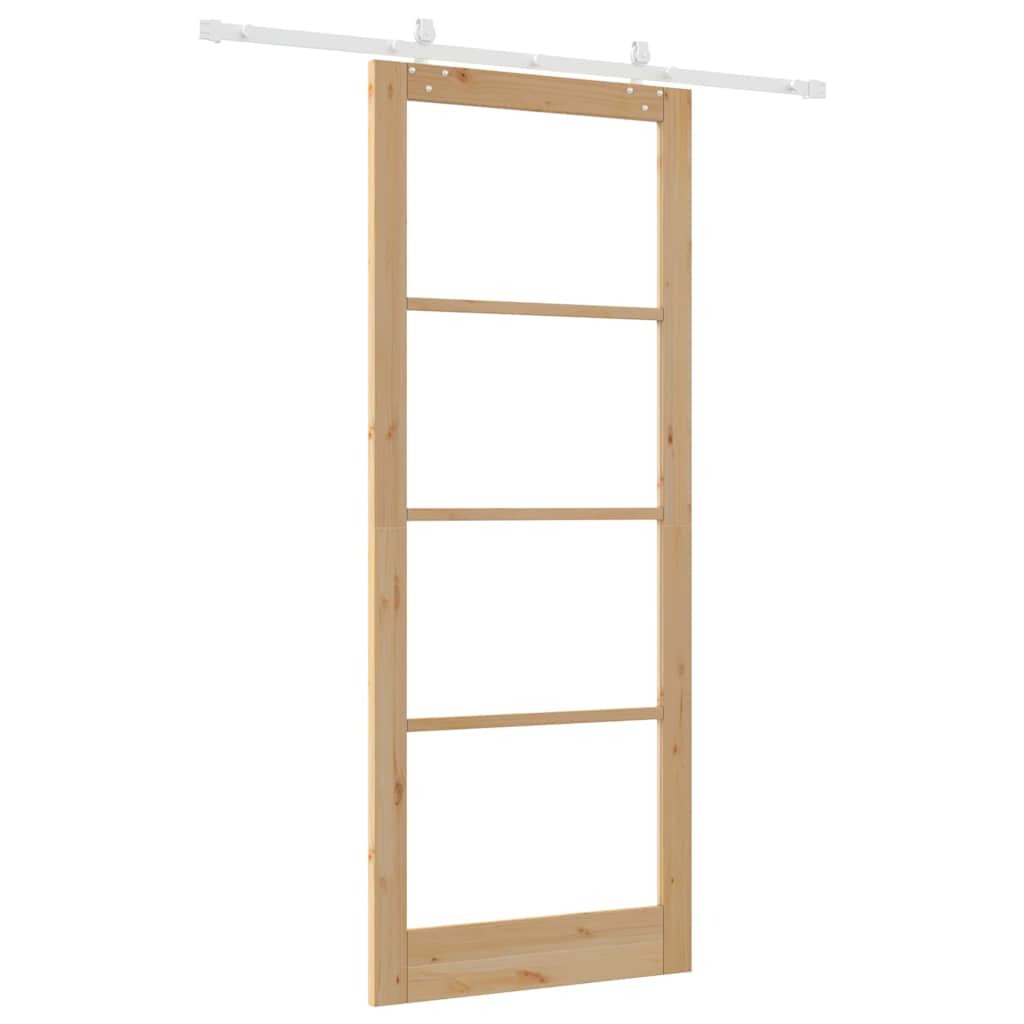 Schiebetür Natur 93 x 232 cm Solid Pine Wood and Glass