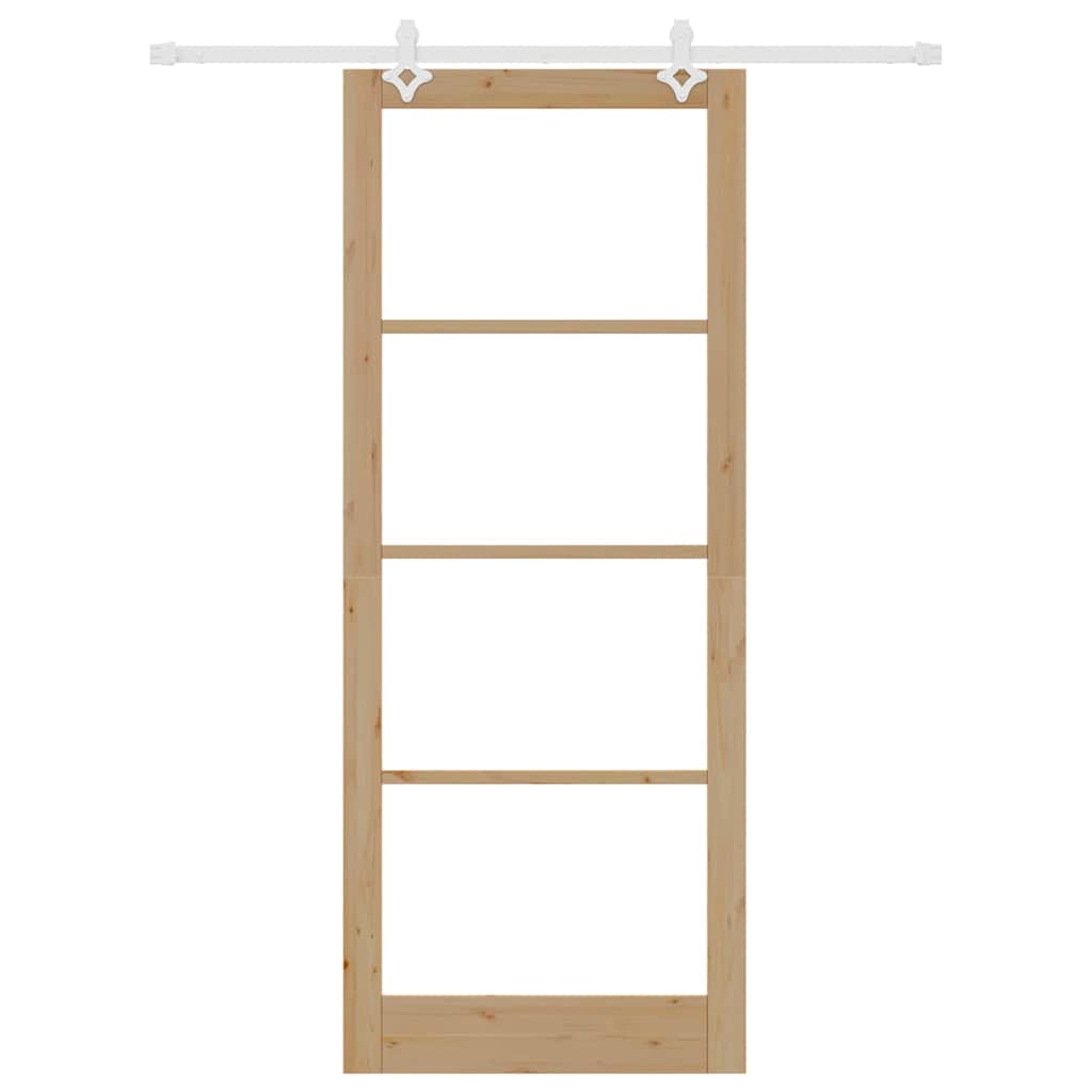 Schiebetür Natur 93 x 232 cm Solid Pine Wood and Glass