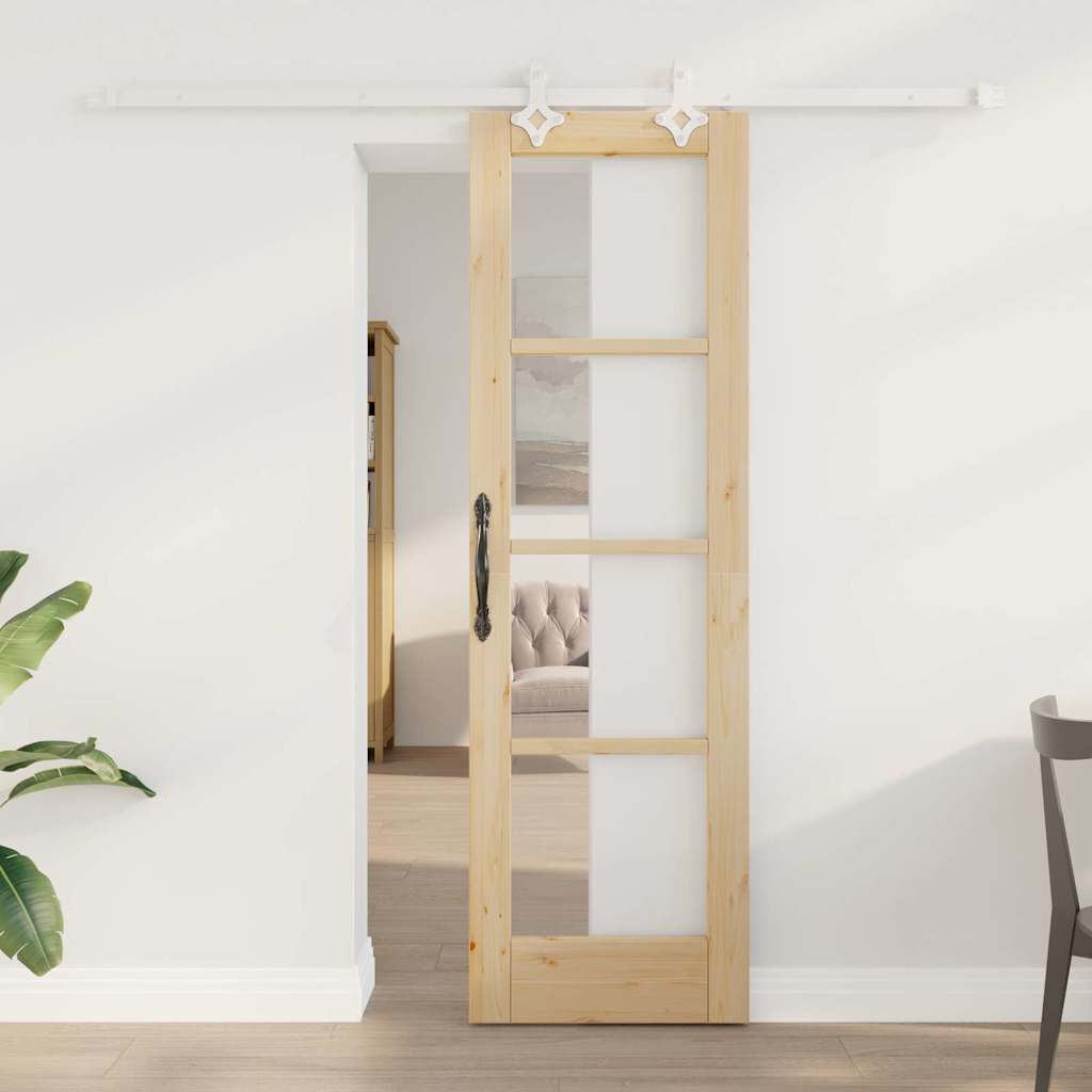 Schiebetür Natur 61 x 198,5 cm Solid Pine Wood and Glass