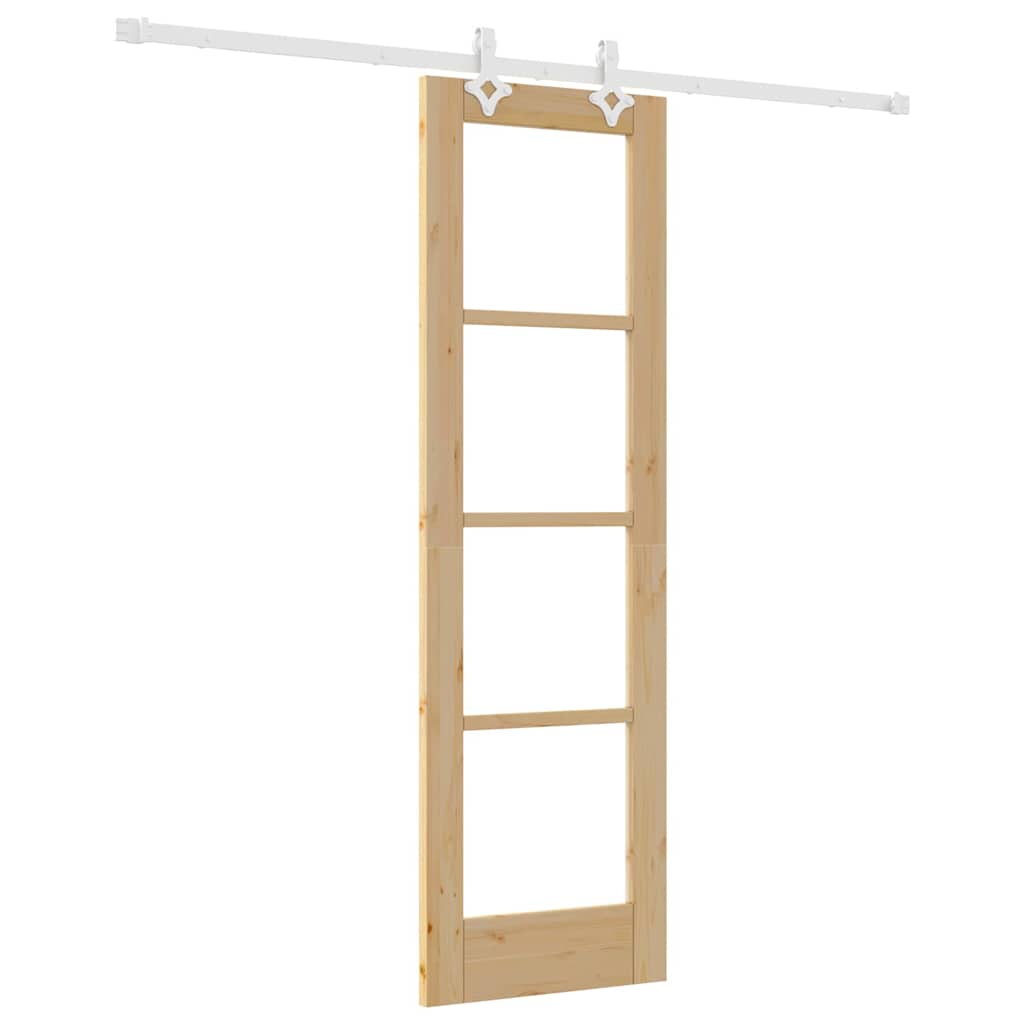 Schiebetür Natur 61 x 198,5 cm Solid Pine Wood and Glass