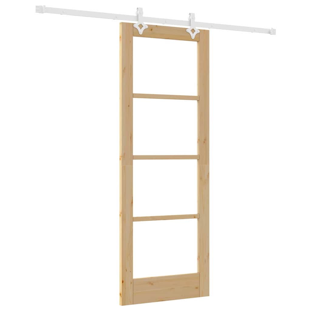 Schiebetür Natur 73,5 x 198,5 cm Solid Pine Wood and Glass