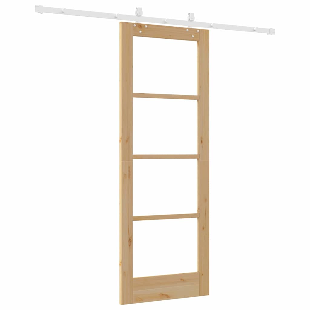 Schiebetür Natur 73,5 x 198,5 cm Solid Pine Wood and Glass