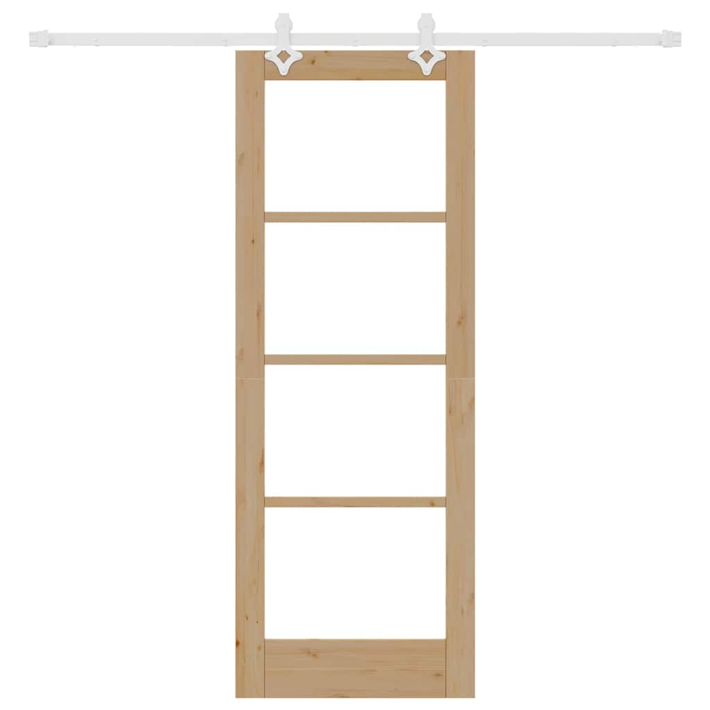 Schiebetür Natur 73,5 x 198,5 cm Solid Pine Wood and Glass