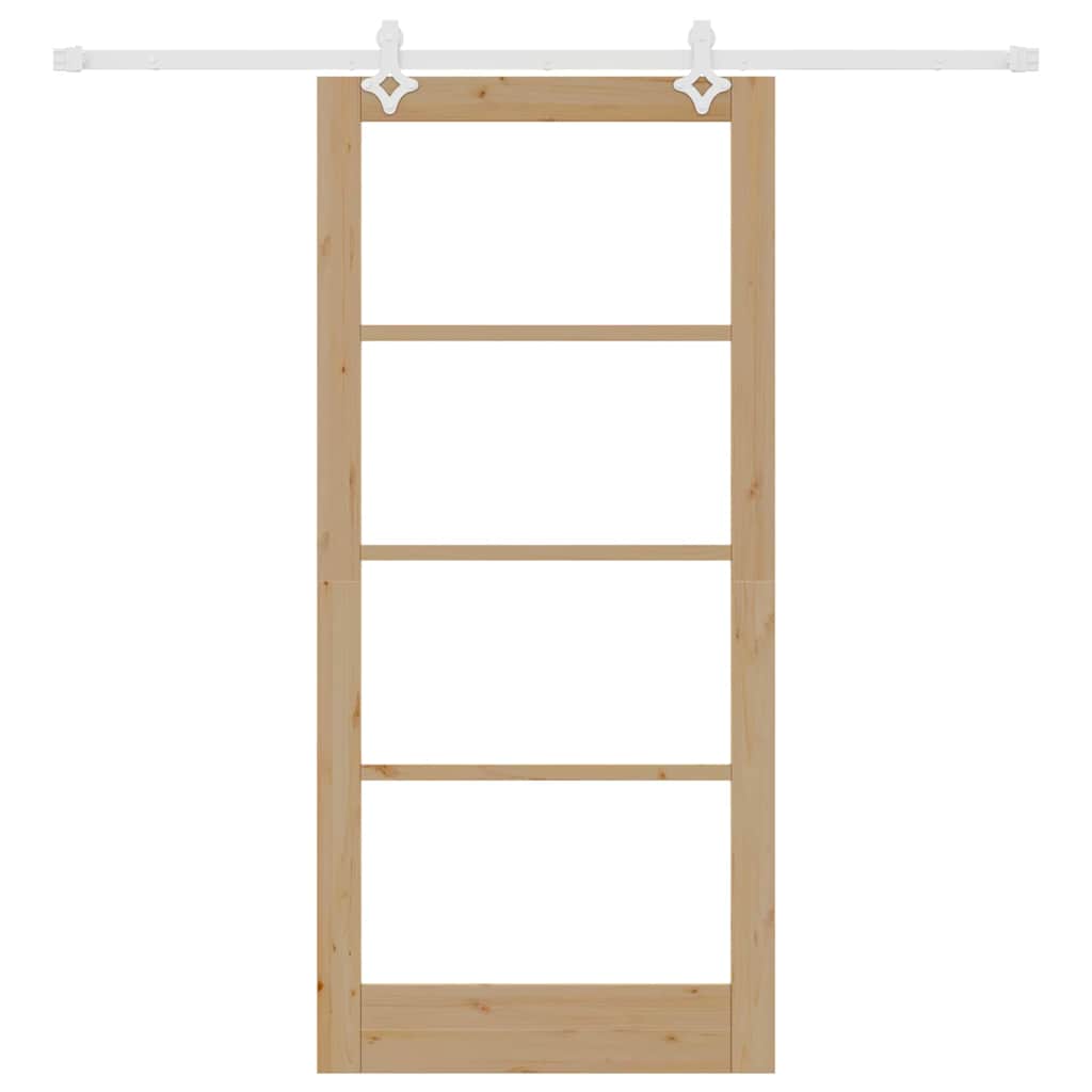 Schiebetür Natur 93 x 202 cm Solid Pine Wood and Glass