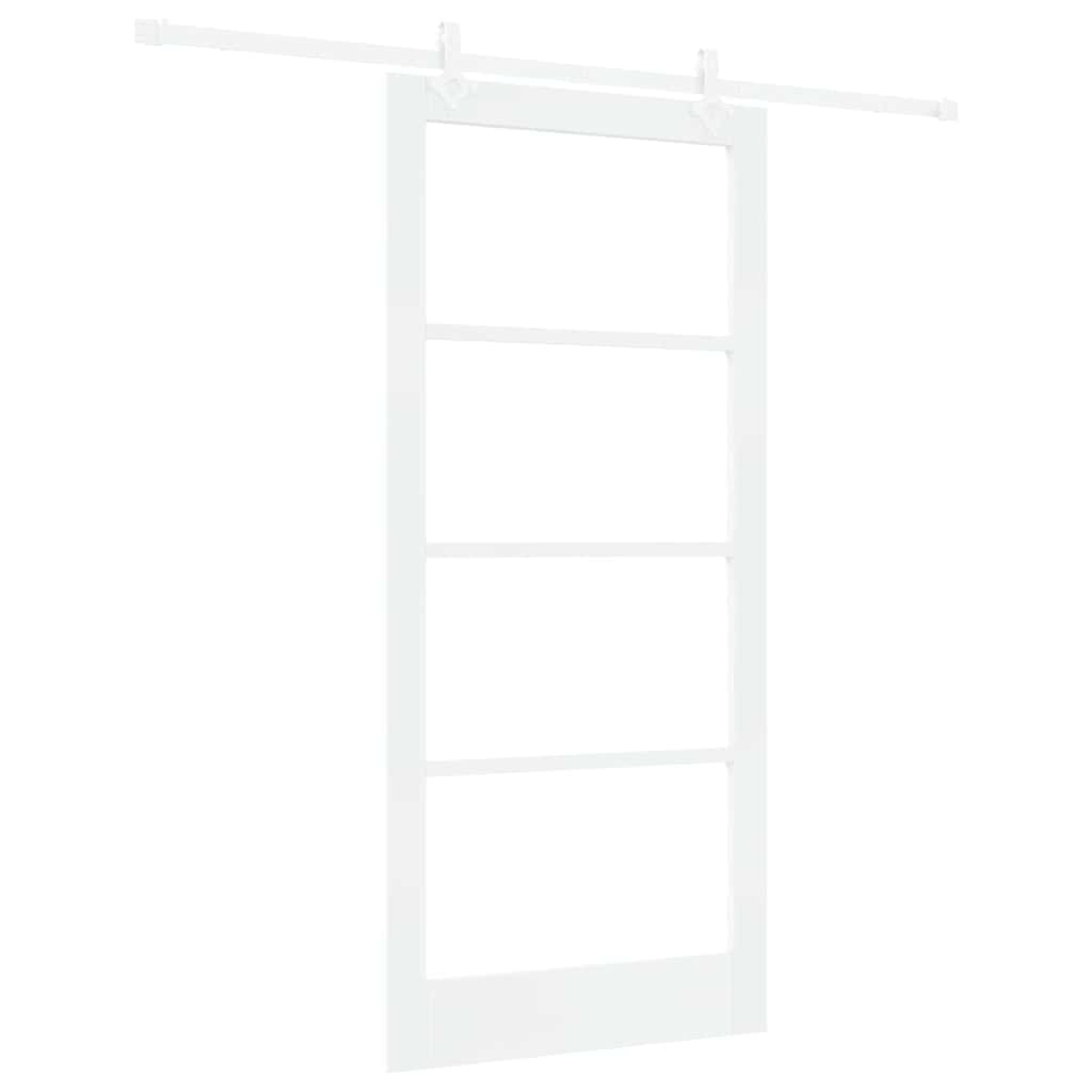 Schiebetür Weiß 93 x 202 cm Solid Pine Wood and Glass