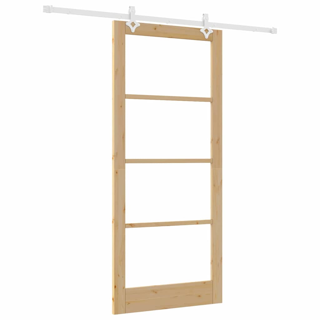 Schiebetür Natur 93 x 211 cm Solid Pine Wood and Glass