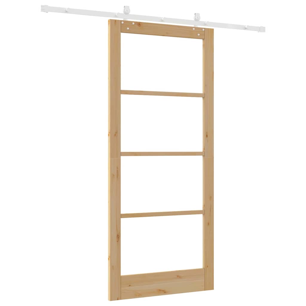 Schiebetür Natur 93 x 211 cm Solid Pine Wood and Glass