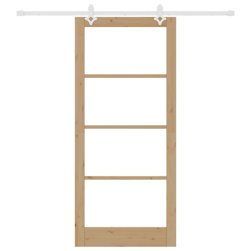 Schiebetür Natur 93 x 211 cm Solid Pine Wood and Glass