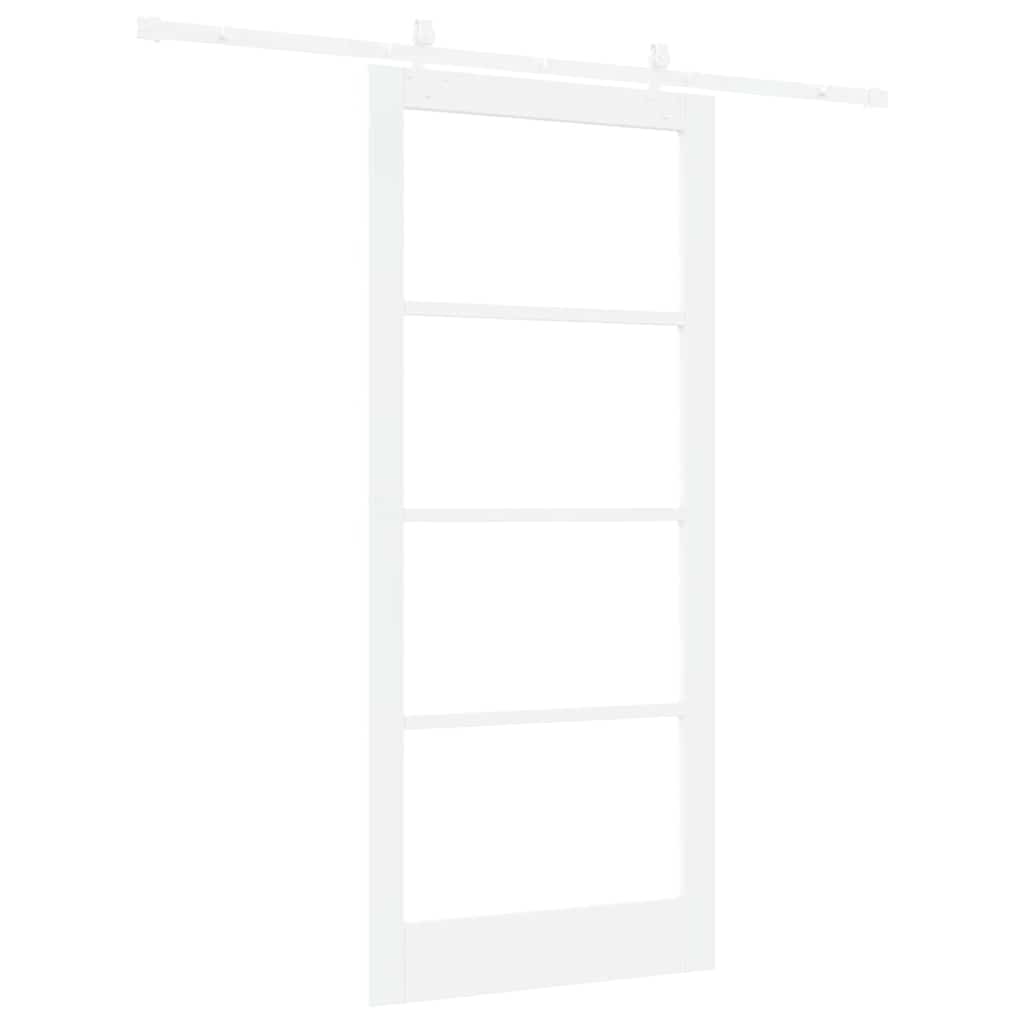 Schiebetür Weiß 93 x 211 cm Solid Pine Wood and Glass