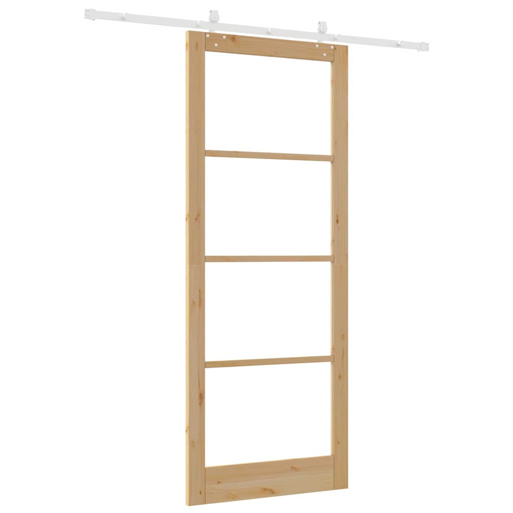 Schiebetür Natur 93 x 232 cm Solid Pine Wood and Glass