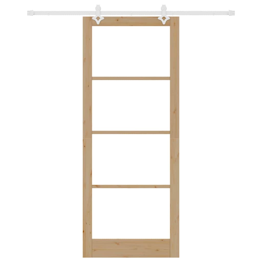 Schiebetür Natur 93 x 232 cm Solid Pine Wood and Glass
