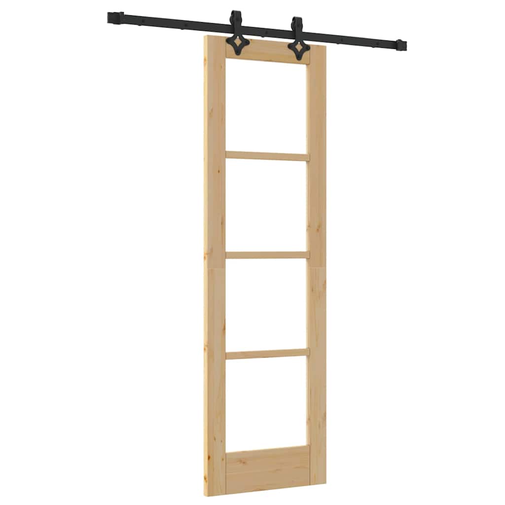 Schiebetür Natur 61 x 198,5 cm Solid Pine Wood and Glass