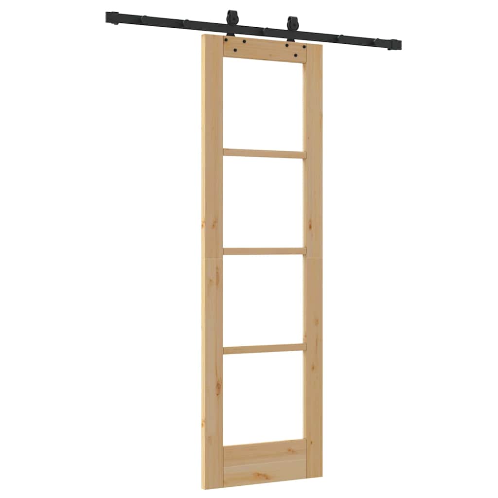 Schiebetür Natur 61 x 198,5 cm Solid Pine Wood and Glass