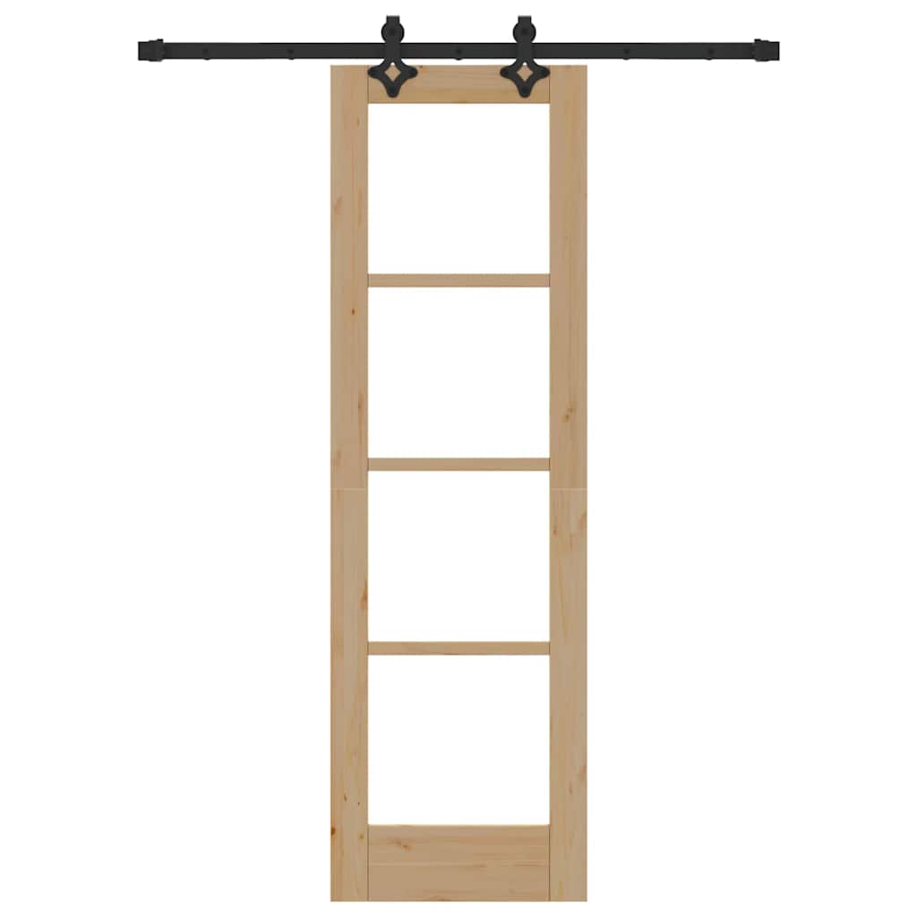 Schiebetür Natur 61 x 198,5 cm Solid Pine Wood and Glass