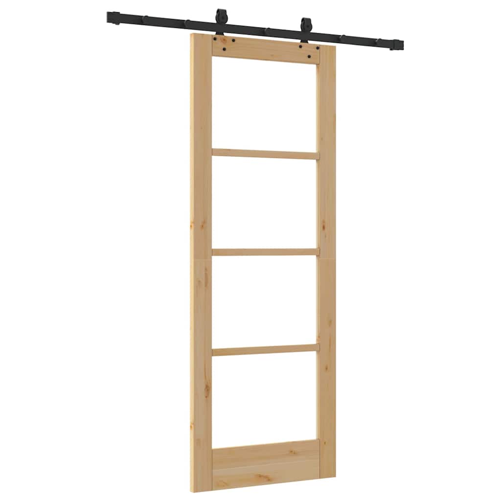 Schiebetür Natur 73,5 x 198,5 cm Solid Pine Wood and Glass