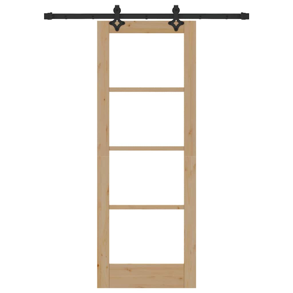 Schiebetür Natur 73,5 x 198,5 cm Solid Pine Wood and Glass