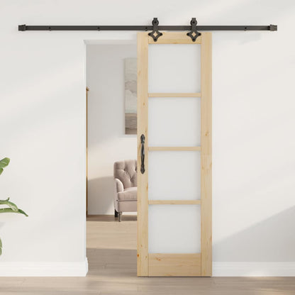 Schiebetür 61 x 198,5 cm Solid Pine Wood and Glass Natur
