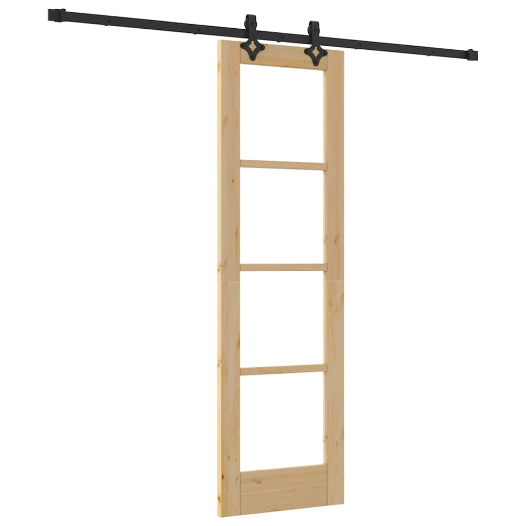 Schiebetür Natur 61 x 198,5 cm Solid Pine Wood and Glass