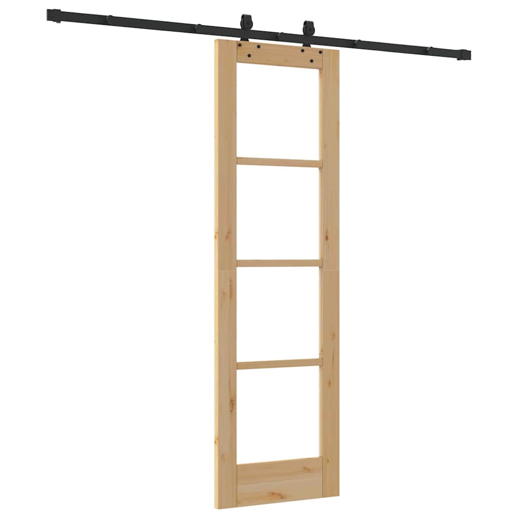 Schiebetür Natur 61 x 198,5 cm Solid Pine Wood and Glass