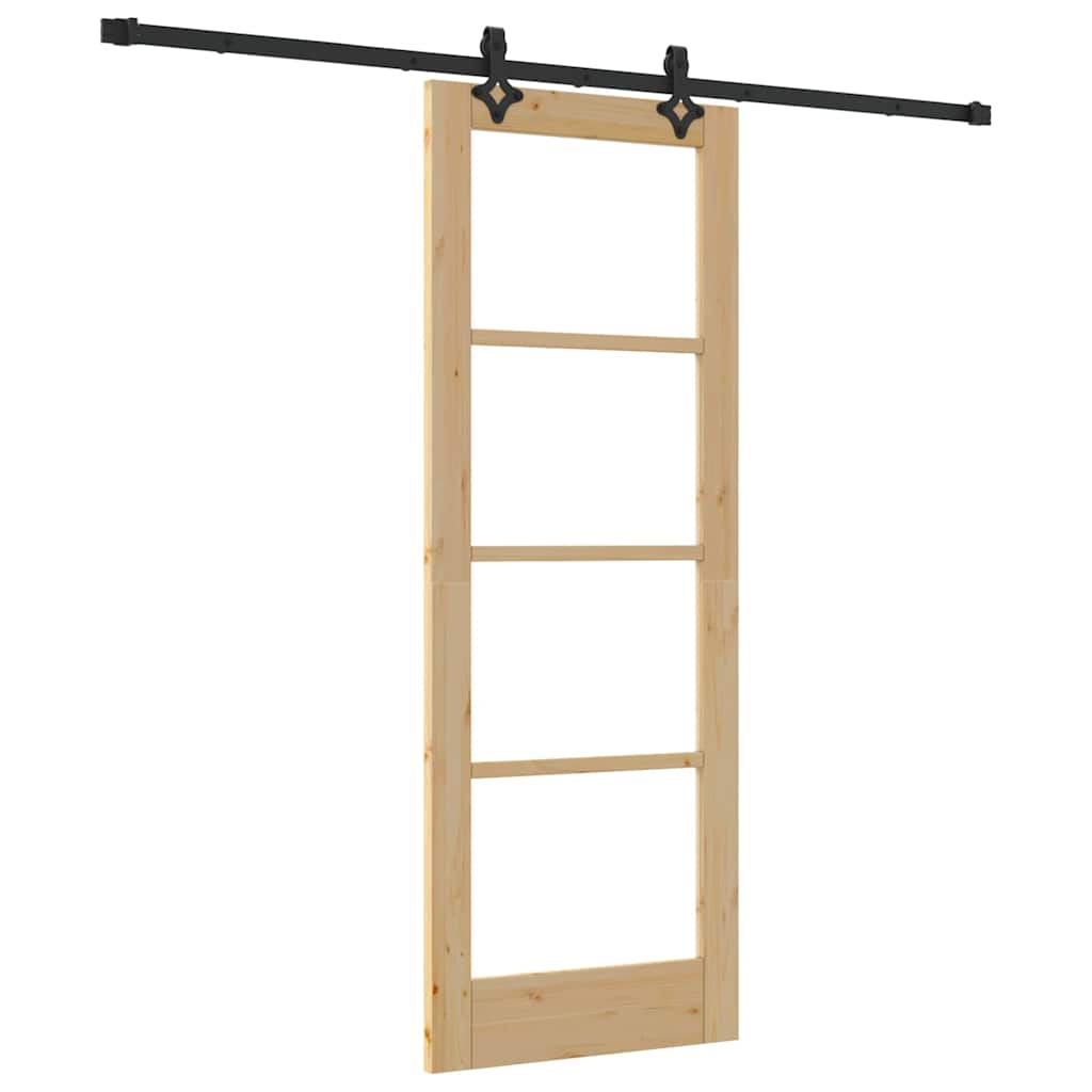 Schiebetür Natur 73,5 x 198,5 cm Solid Pine Wood and Glass