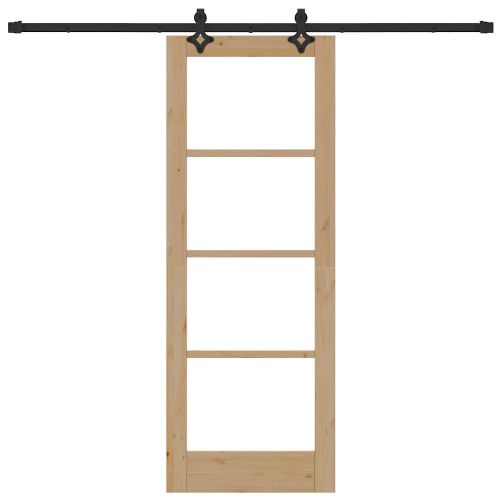 Schiebetür Natur 73,5 x 198,5 cm Solid Pine Wood and Glass