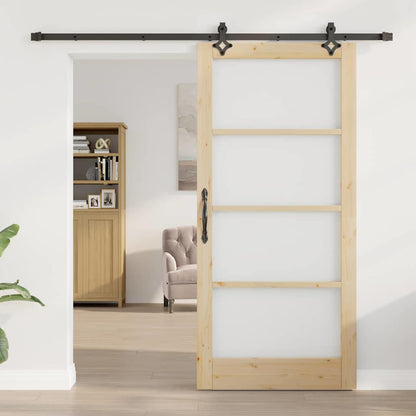 Schiebetür Natur 93 x 202 cm Solid Pine Wood and Glass