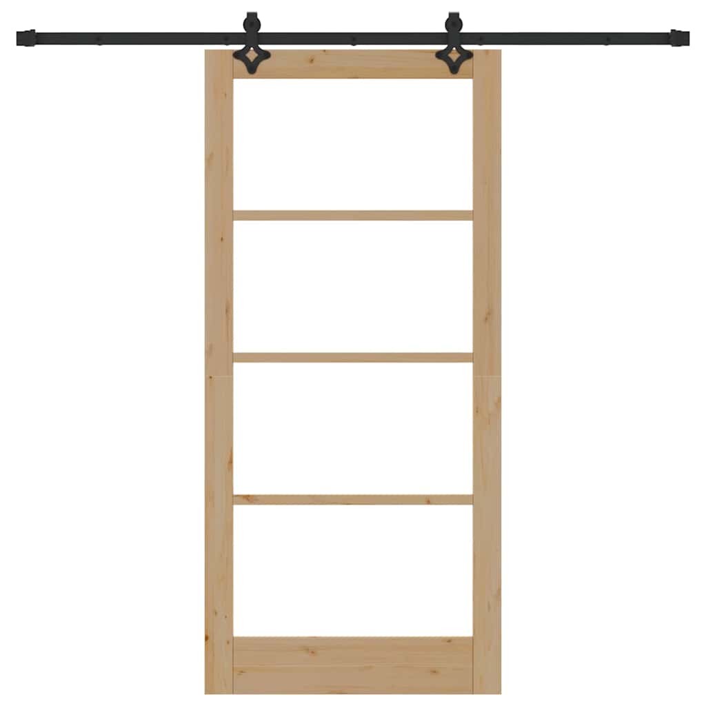 Schiebetür Natur 93 x 202 cm Solid Pine Wood and Glass