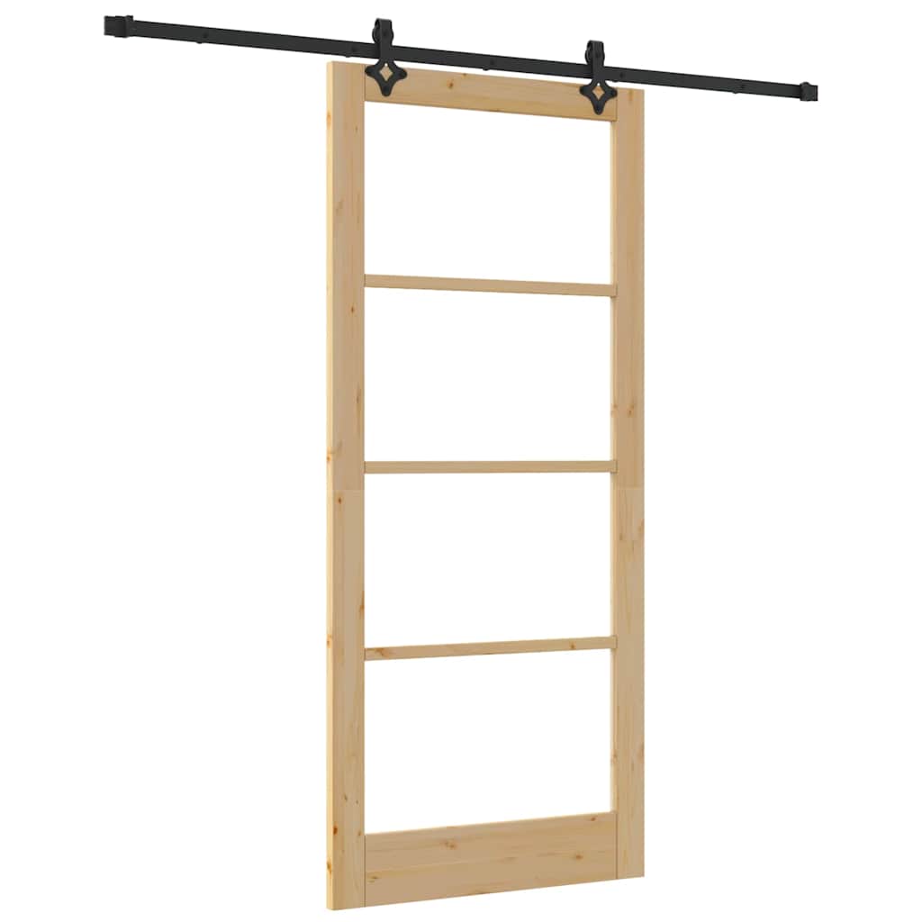 Schiebetür Natur 93 x 211 cm Solid Pine Wood and Glass